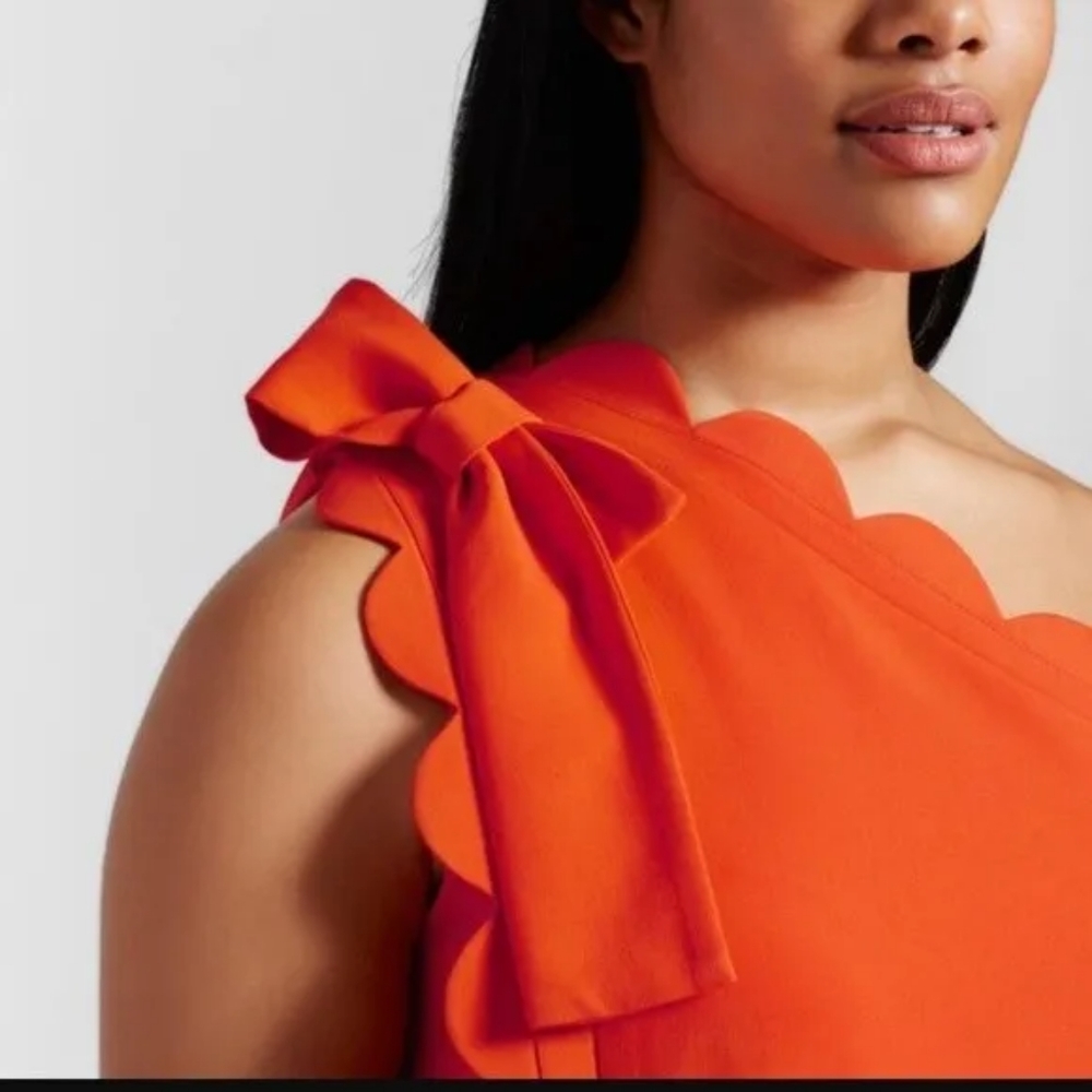 VICTORIA BECKHAM for Target Orange One Shoulder Scallop Dress Size XS NWT - Picture 12 of 12